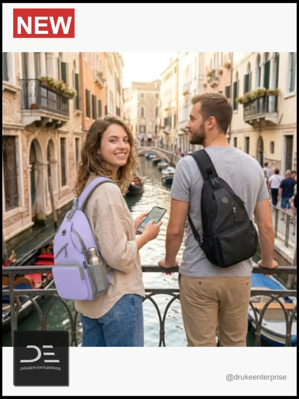 Crossbody Sling Backpack with Tablet Compartment, Water-Resistant Nylon Daypack